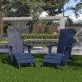 Flash Furniture Set of 2 Navy Modern Adirondack Chairs & Ottomans 2-JJ-C14509-14309-NV-GG